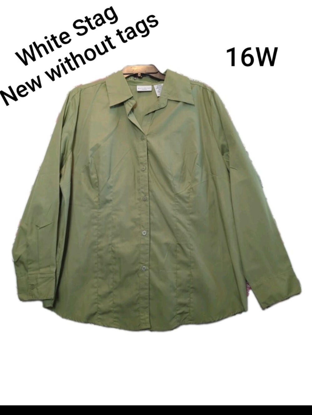 💚White Stag 1X 16W Women's Button Up Top Blouse Shirt Mint Green NWOT